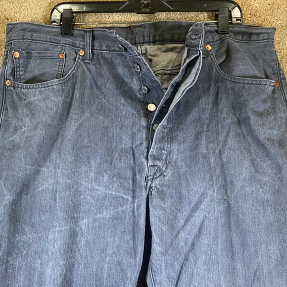 LEVI’S Mens Jeans Sz 40x30 Straight Leg 501 XX Button Fly Black Wash Red Tab - Picture 7 of 10